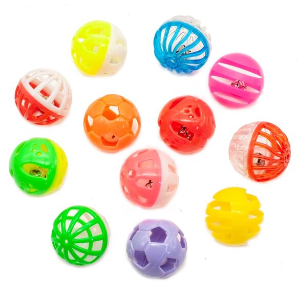 12PCS Value Pack Plastic Ball Cat Toys Lattice Balls with Bell Jingle Kitten Toy - Picture 6 of 7